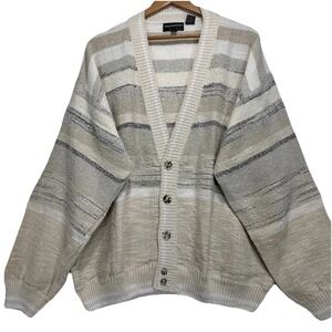 Vintage Tony Lambert Sweater Cardigan Mens Sz XL Weaved‎ Made 90s Knit Beige